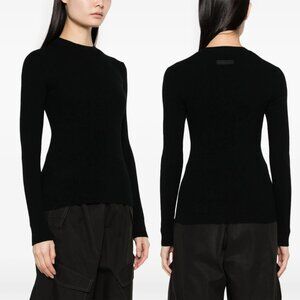 NWT Canada Goose Georgian Slim Crewneck Sweater Black Sz Large Ribbed Knit Wool